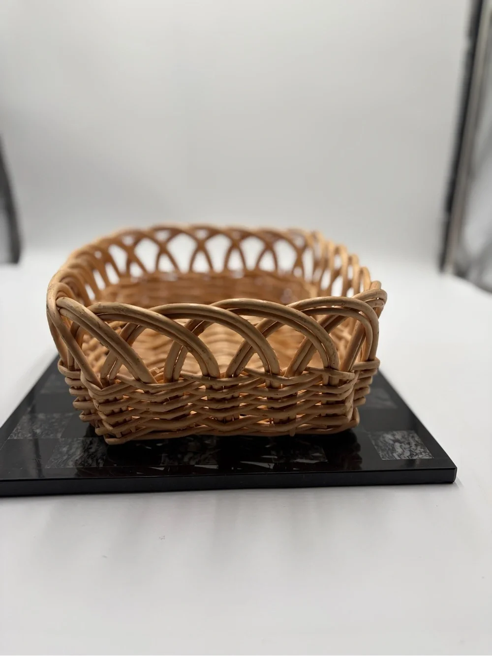 Natural Wicker Serving Basket - Beige